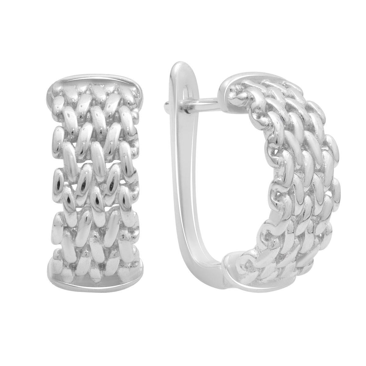 Серьги серебряные с фактурным плетением