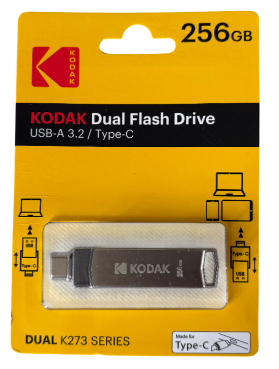 Флешка Kodak с USB 3,2 и Type-C для быстрой передачи данных 256 ГБ Серий (2783313837)