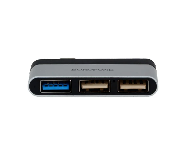 Перехідник Borofone DH1 Type-C to USB 3.0/2USB Steel/Black