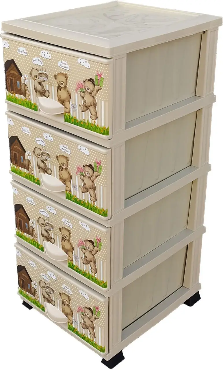 Комод пластиковый EfPlast Мишки на 4 ящика Белый (1-1-D1050)