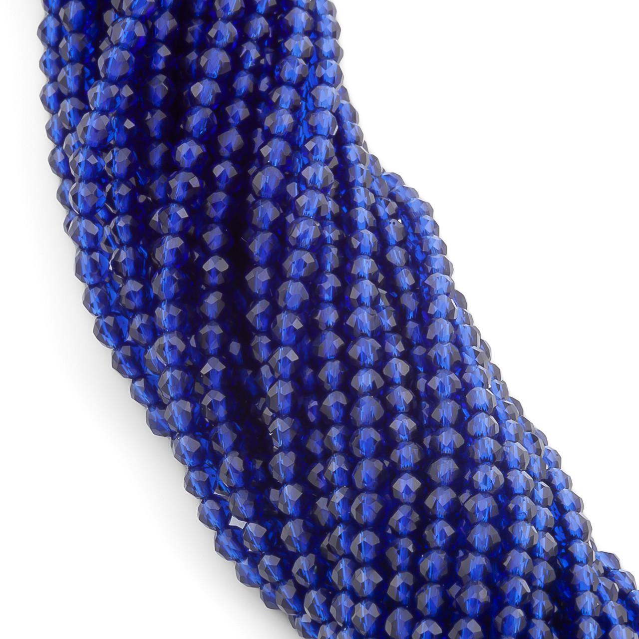 Бусины из шпинели на нитке с круглой огранкой 37 см 2 мм 200 шт. Темно-синий (БШ4402к13)