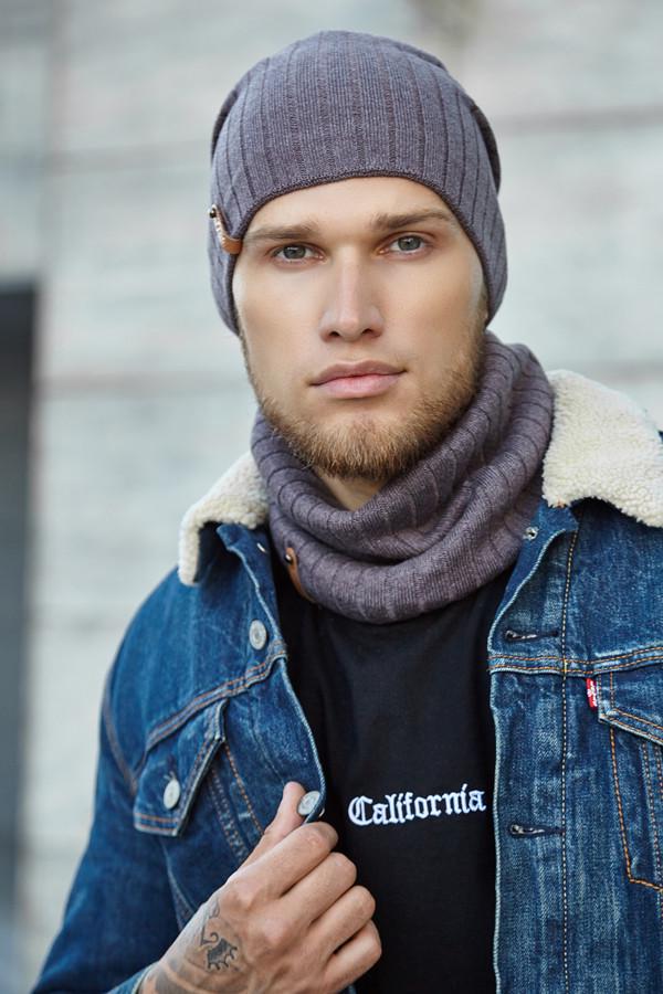 Комплект мужской Braxton Реал шапка/шарф-хомут Темный кофе (5129-7)