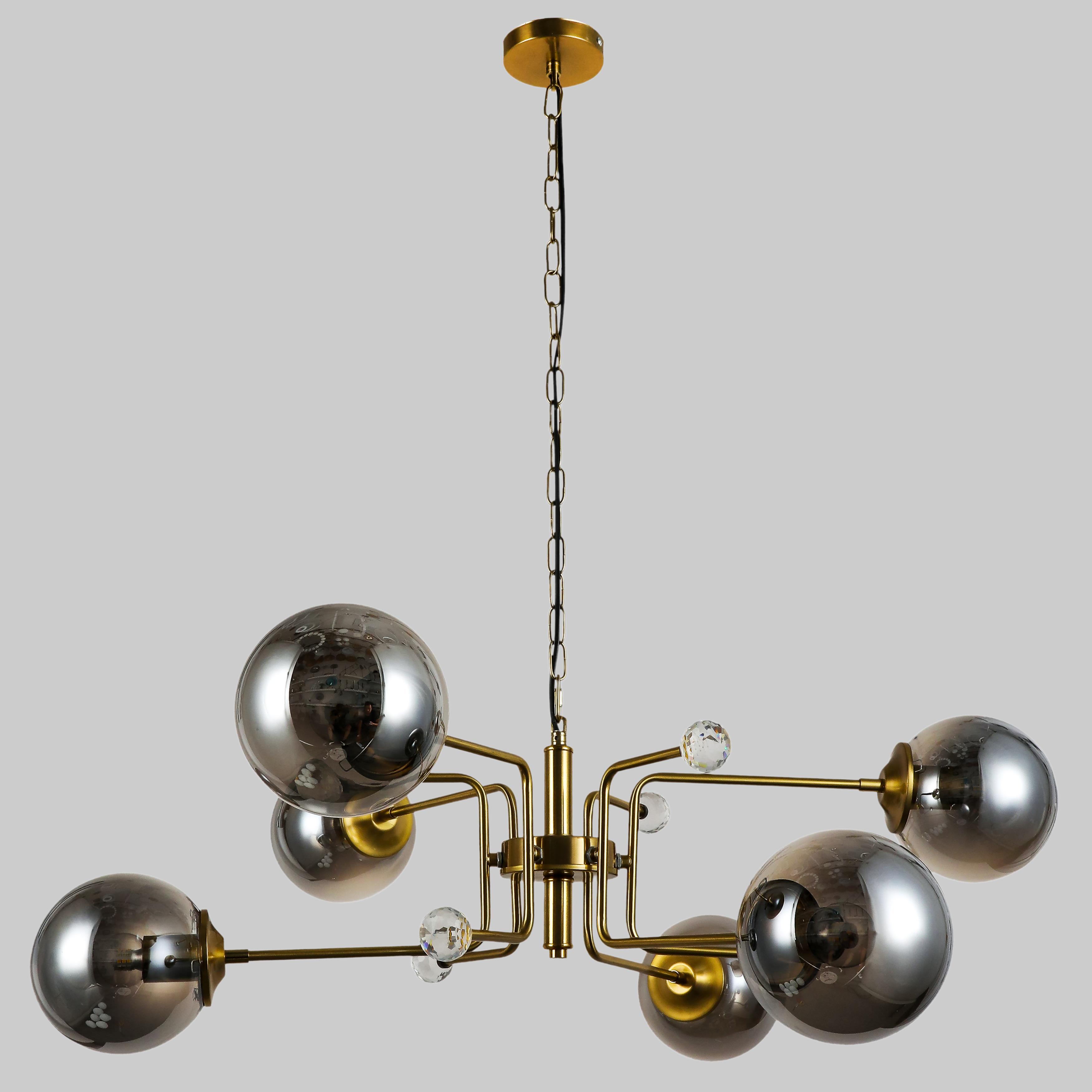 Люстра подвесная с графитовыми плафонами на 6 ламп Бронзовый (909-XL3057-6 AB+BK)