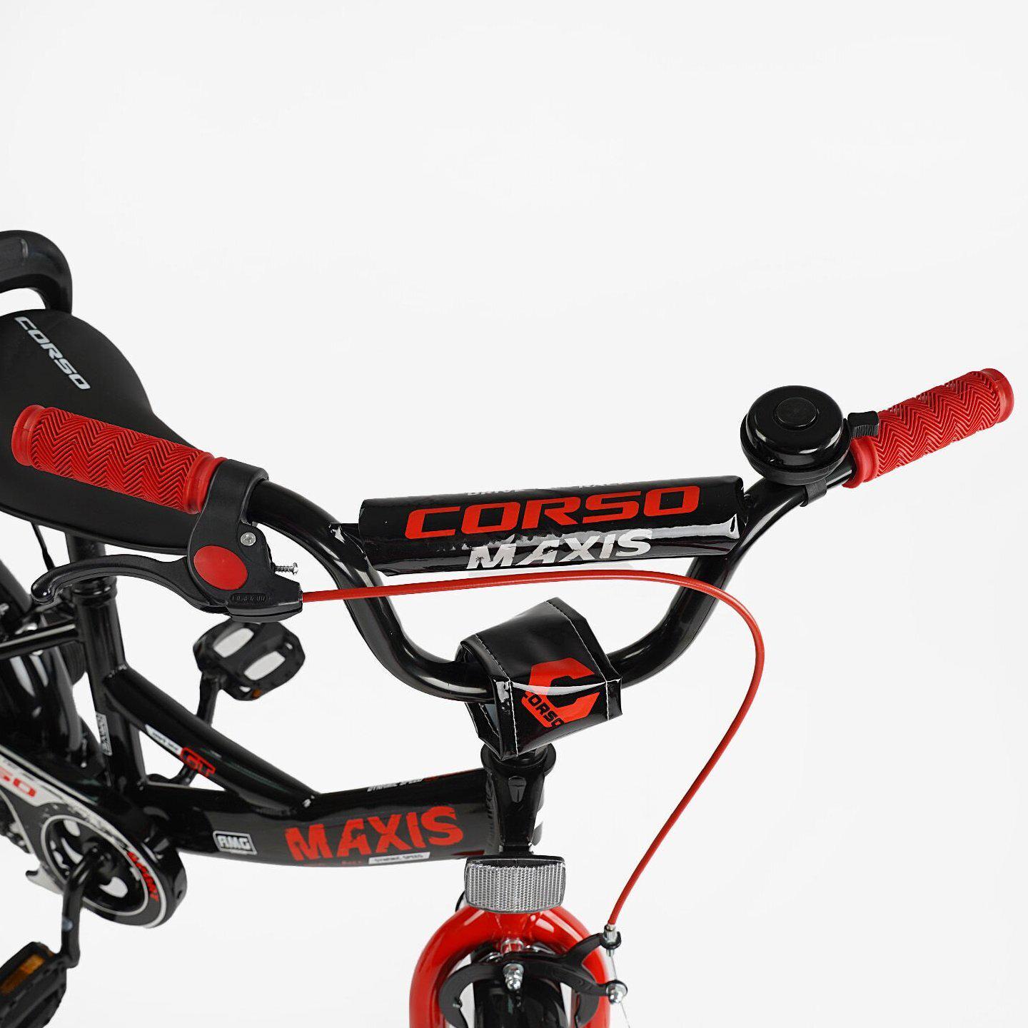 Велосипед двухколесный Corso MAXIS 14" детский с багажником Черно-красный - фото 5 Велосипед двухколесный Corso MAXIS 14" детский с багажником Черно-красный - фото 5