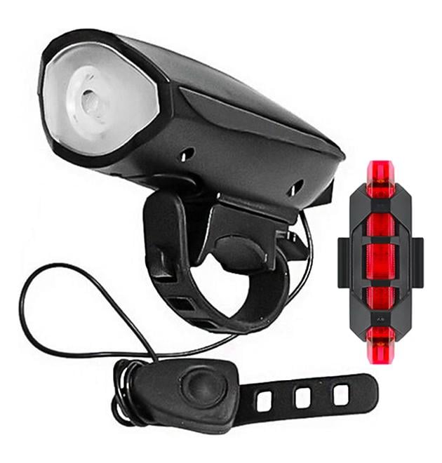 Фонарь велосипедный с сигналом 5 режимов И задняя фара светодиодная аккумуляторная Черный