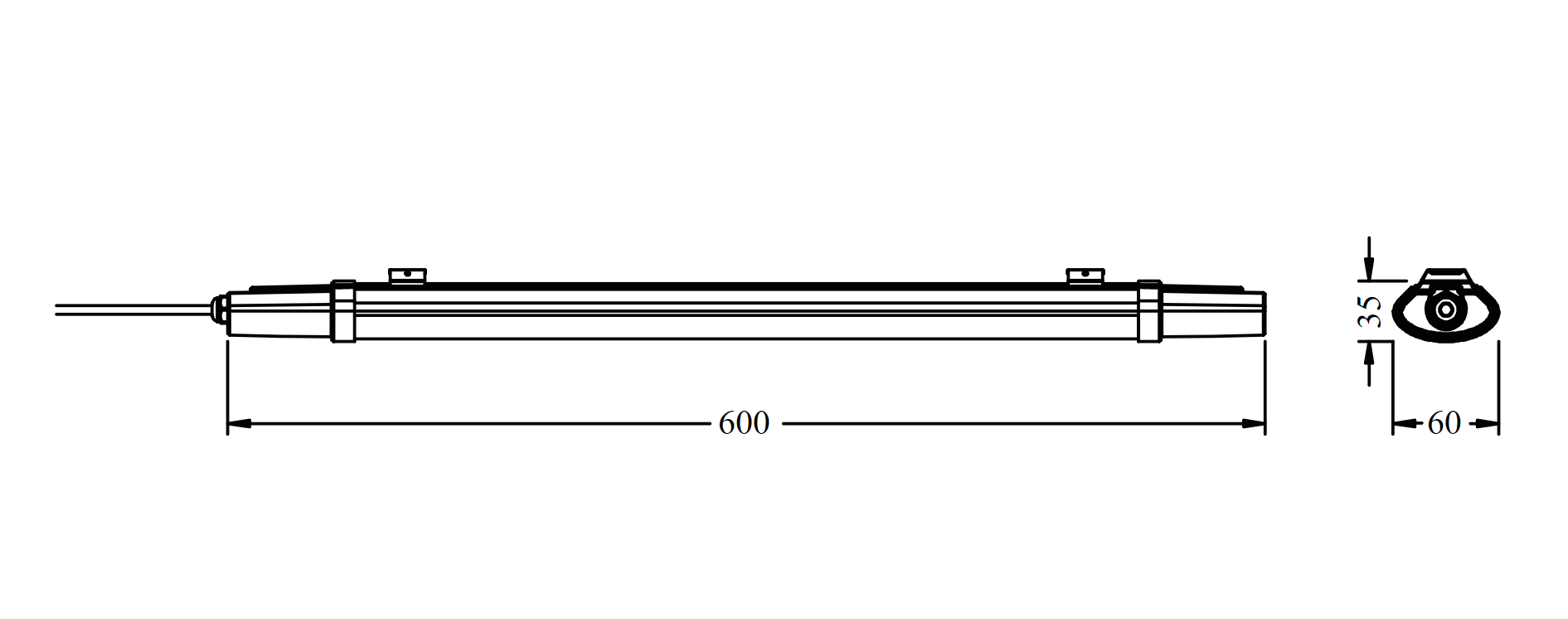 Світильник промисловий Ledvance вологозахищений 18 W 6500К 1980 lm 600 мм IP65 Холодне денне світло (4058075601598) - фото 2