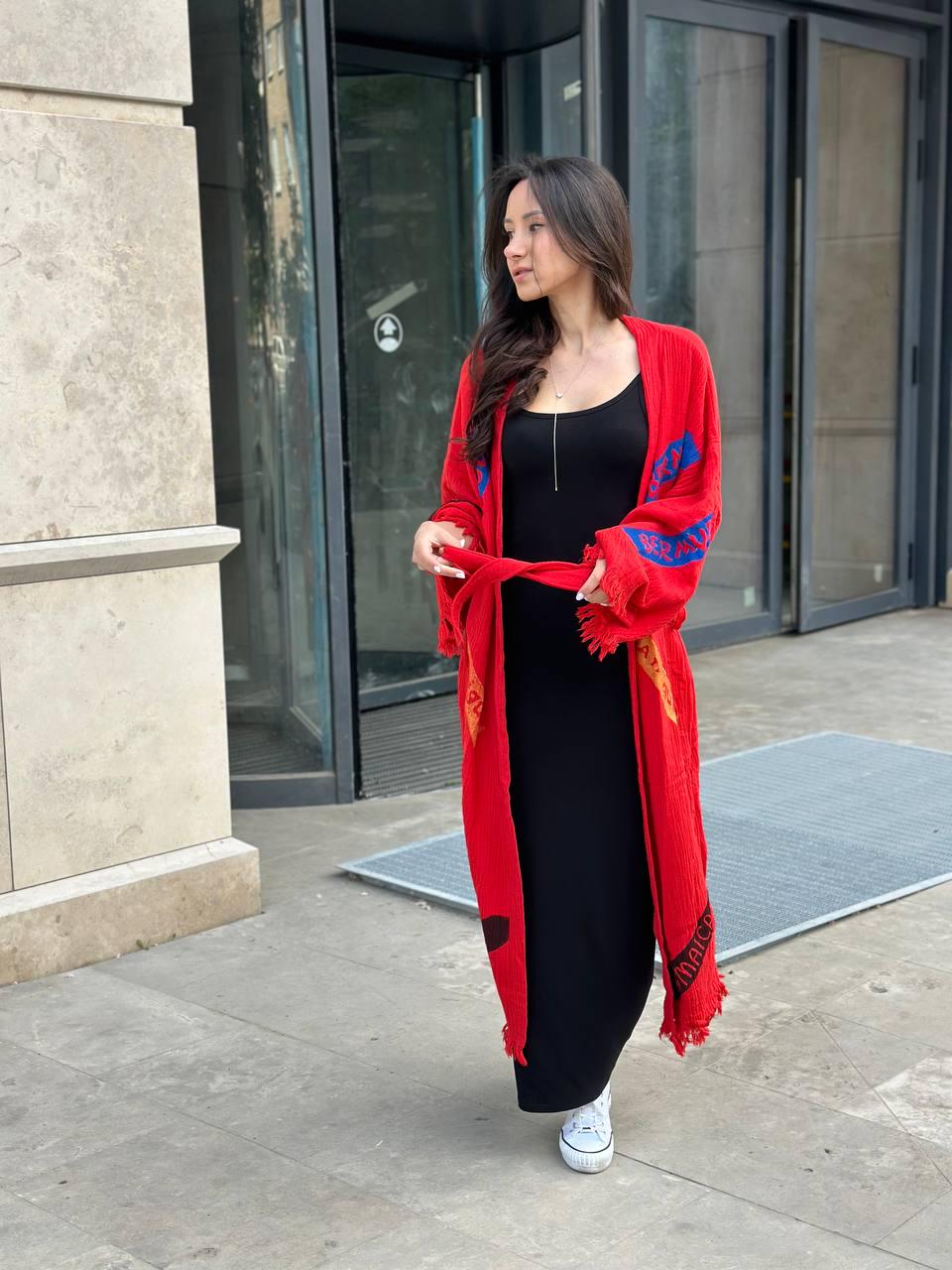 Халат-кимоно женский one size Красный - фото 3