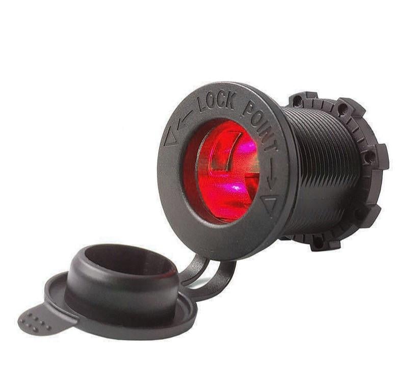 Гніздо прикурювача врізне 12-24V розетка з підсвічуванням Червоний Гніздо прикурювача врізне 12-24V розетка з підсвічуванням Червоний