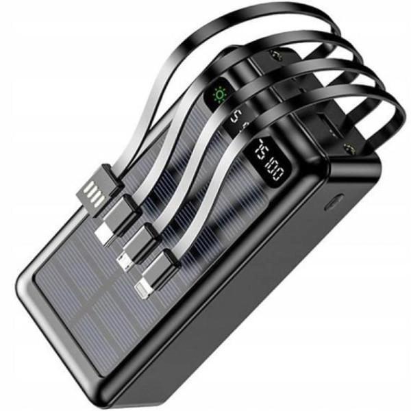Повербанк K-300 4в1 с солнечной панелью и фонариком 2 USB 30000 mAh (15391)