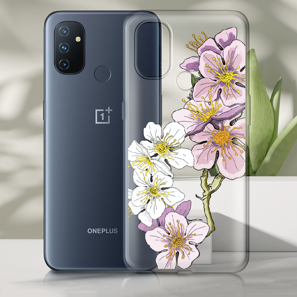 Чехол Boxface OnePlus Nord N100 Cherry Blossom Прозрачный силикон (42753-cc4-42753) - фото 2