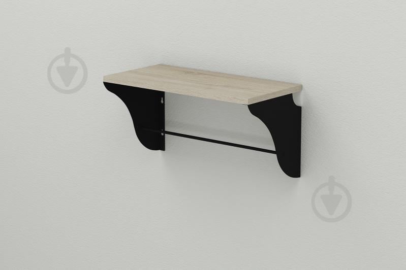 Полка настенная Ferrum-decor Комфи 260x600x240 металл Черный ДСП Сонома 16 мм (KOM0025)