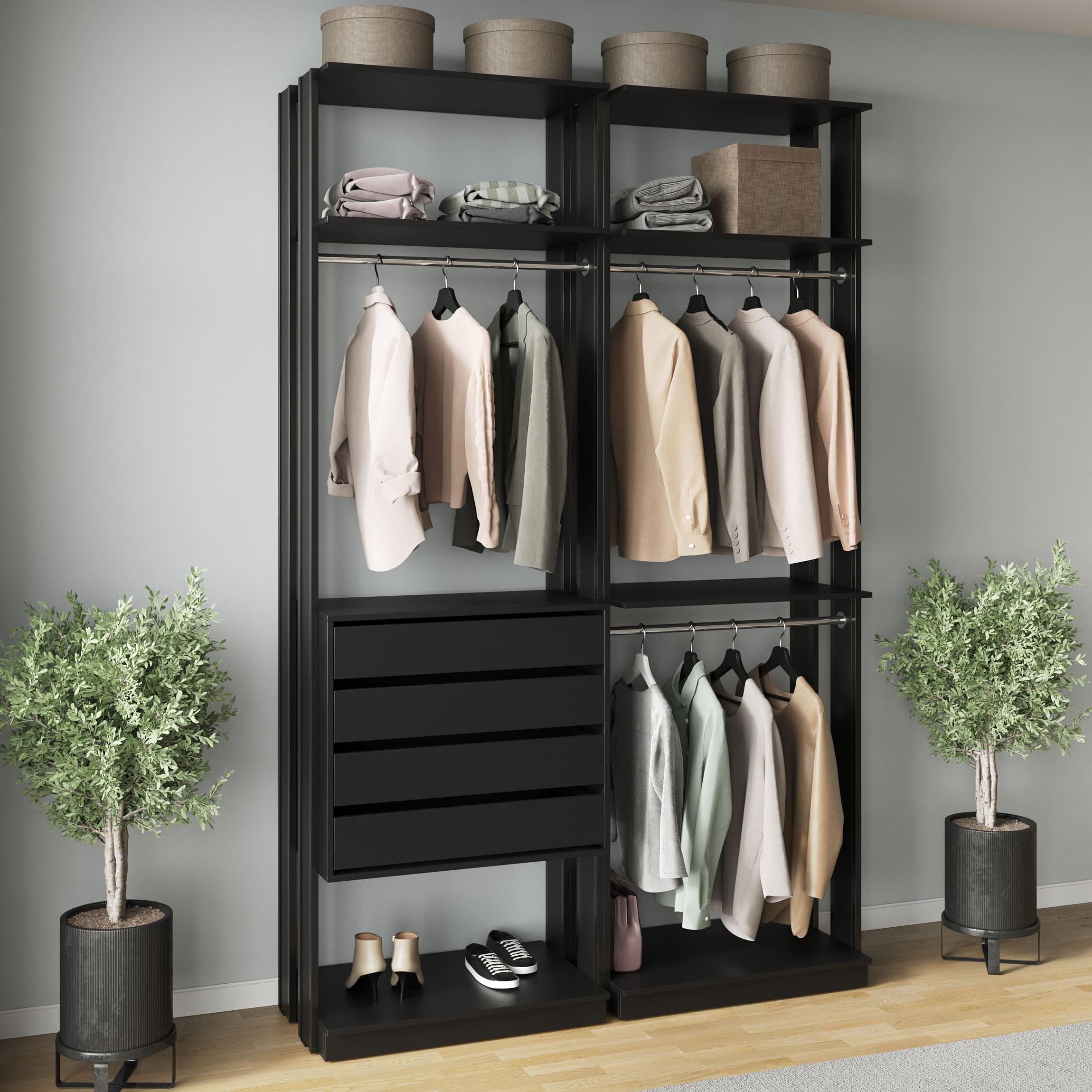 Шафа гардеробна в стилі лофт з висувними ящиками Чорний (380462)