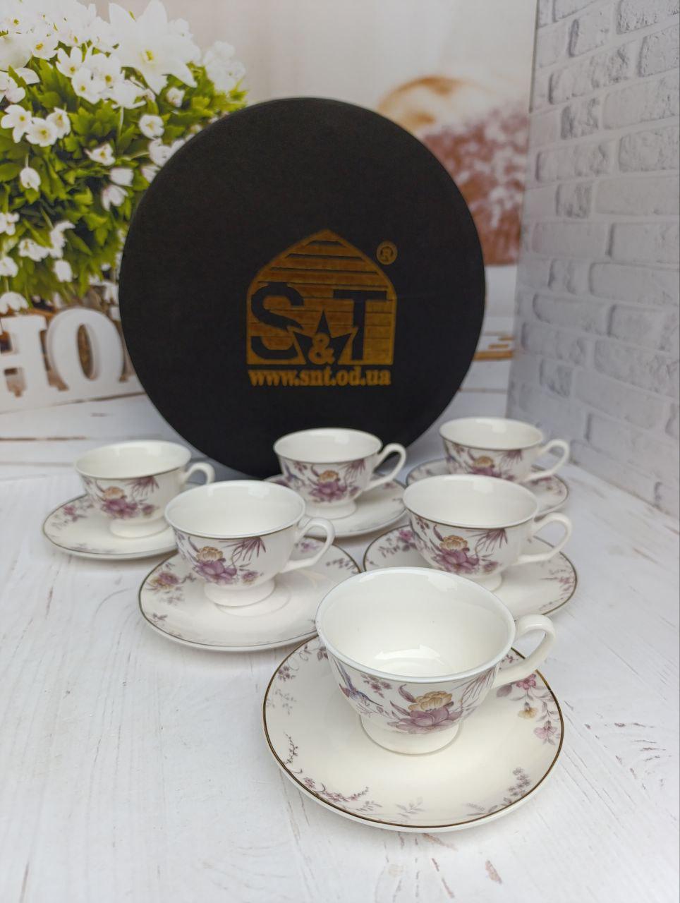 Кофейный сервиз SNT Саргаз фарфор 80 мл 12 предметов 6 персон (1451-00) - фото 2