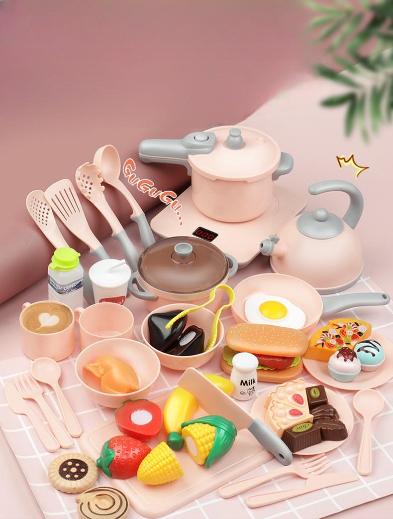 Ігровий набір Dream Kitchen дитяча інтерактивна кухня і посуд 55 предметів Рожевий - фото 7