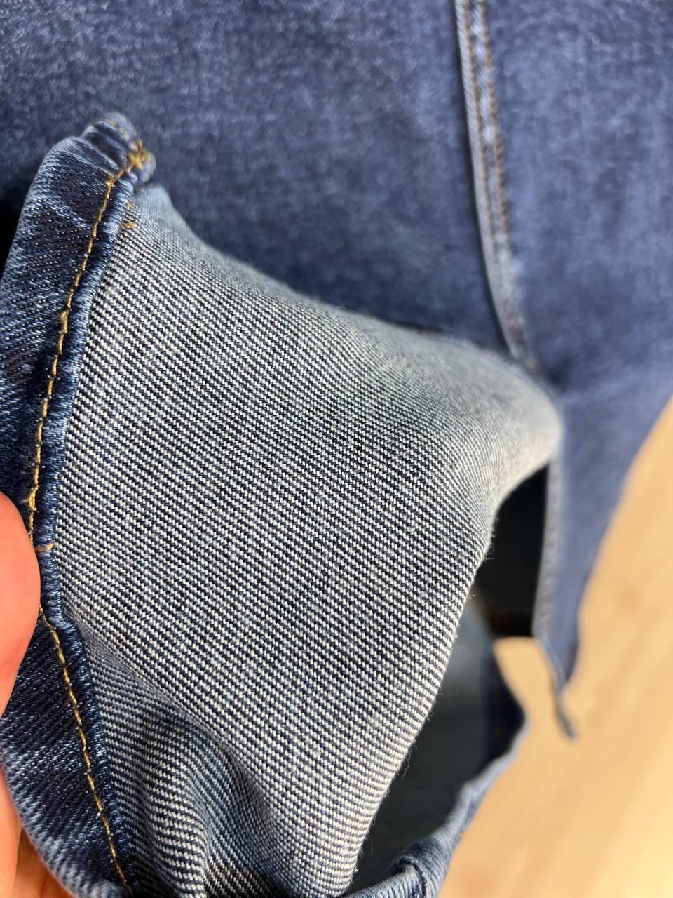 Юбка женская джинсовая Liana 269 большие размеры прямой крой средняя длина стрейчевая разрез впереди р. 31 Темно-синий (3591) - фото 6