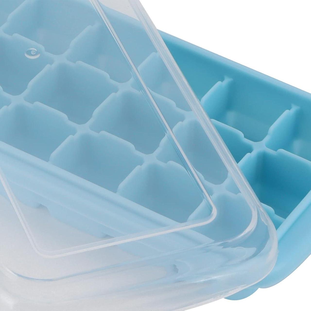 Форма для льоду силіконова з кришкою Кубики 24 комірки Блакитний (Е051484) - фото 6