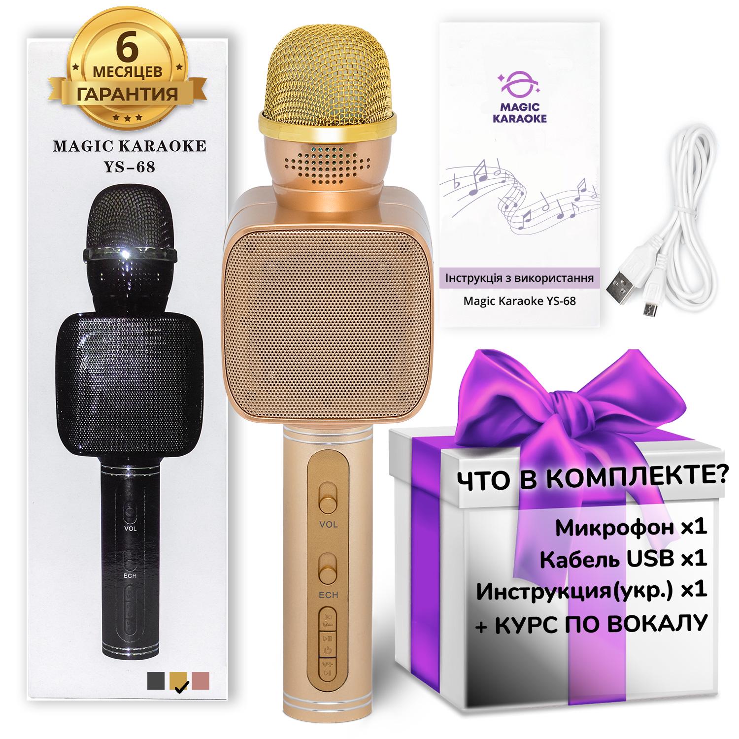 Караоке микрофон Bluetooth Magic Karaoke YS-68 колонка с двумя динамиками Золотой - фото 11