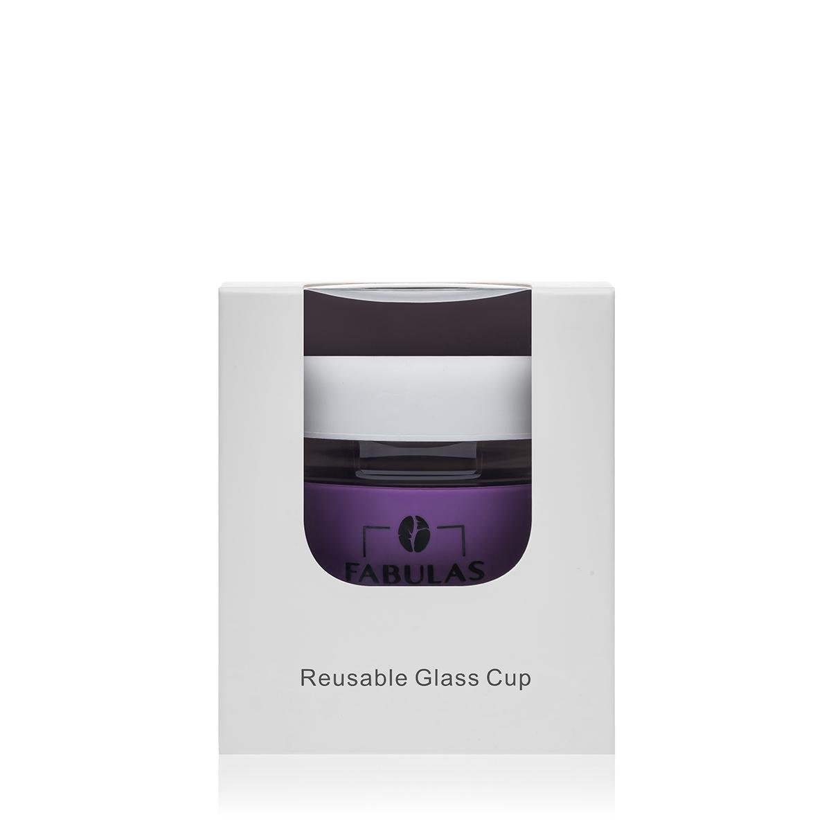 Чашка Fabulas Glass+Silicone с крышкой 250 мл Белый/Фиолетовый (3182) - фото 2