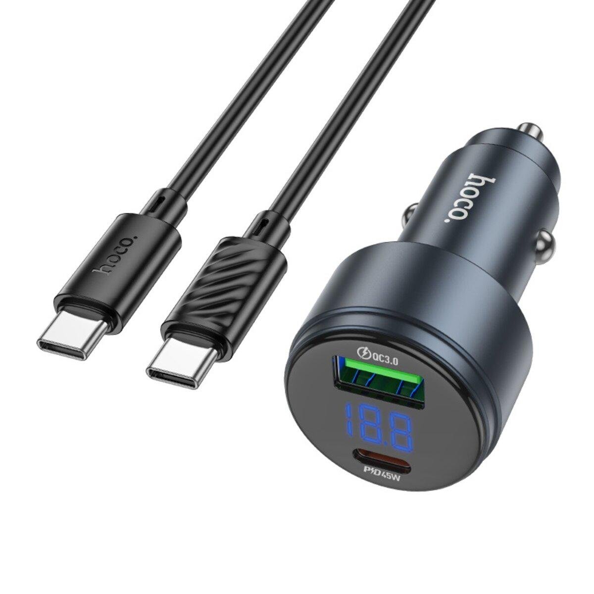 Зарядное устройство в авто Hoco Z57B Glorious USB-A 18W/USB-C 45W Серый (24460834)