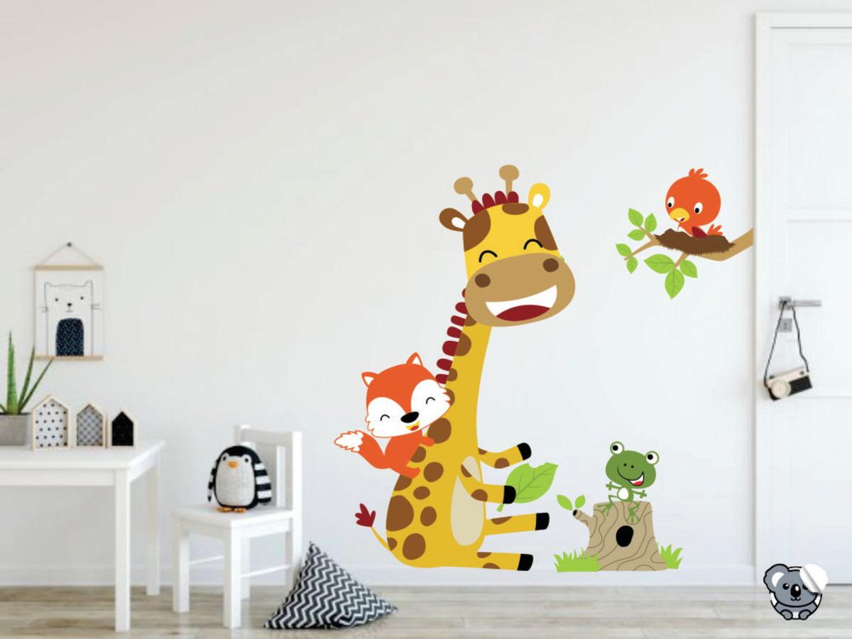Наклейка вінілова Жираф і лисичка декоративна в дитячу кімнату для дівчаток і хлопчиків 60х90 см Наклейка вінілова Жираф і лисичка декоративна в дитячу кімнату для дівчаток і хлопчиків 60х90 см