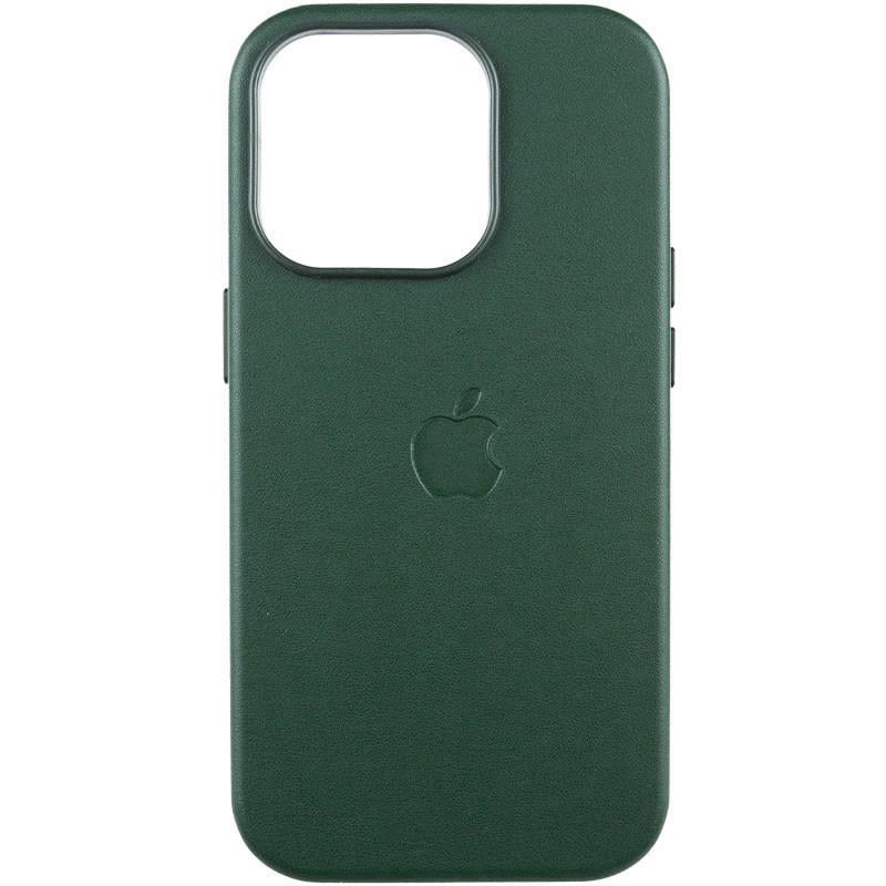 Протиударний Чохол шкіряний Leather Case (AAA) з MagSafe and Animation для Apple iPhone 15 Pro Max Green