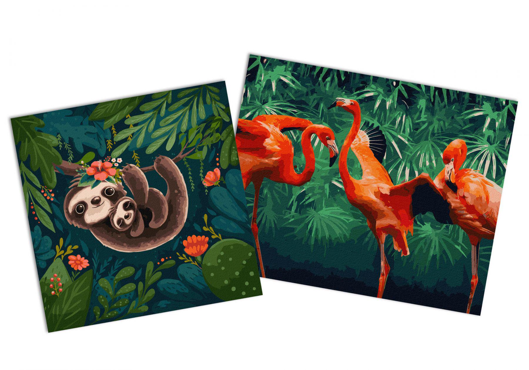 Набор картин по номерам Идейка 2в1 Яркие тропики 40x50 см KHO4335 и Тропики 40x40 см KHO4380 (CKHO3580)