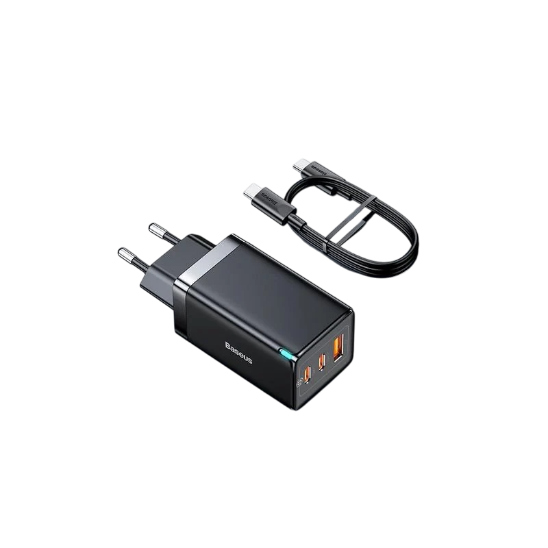 Зарядное устройство для телефонов Baseus 65W GaN5 Pro и кабель Type-C-Type-C PD 100W Black (CCGAN65E5)