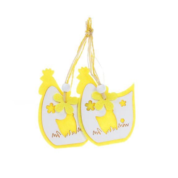 Декор пасхальный на подвесе BonaDi Курочка 9 см 2 шт Желтый (781-900)