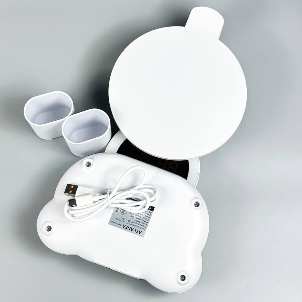 Настольная лампа с вентилятором и дисплеем AT-1701 18650 4 режима RGB Белый (AT-1701) - фото 8