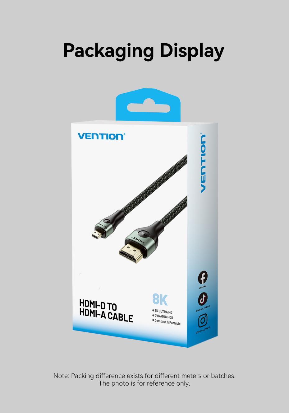 Кабель Vention Micro HDMI на HDMI 8K 60Hz HDMI 2.1 48 Гбіт/с динамічний HDR eARC 2 м Зелений (AGKGH) - фото 18 Кабель Vention Micro HDMI на HDMI 8K 60Hz HDMI 2.1 48 Гбіт/с динамічний HDR eARC 2 м Зелений (AGKGH) - фото 18