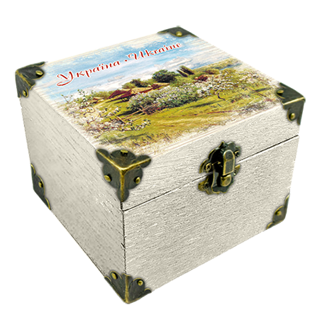 Шкатулка эко декоративная Украина Хутор с яблоневым цветом 10х10 см Белый (укш03б10х10)