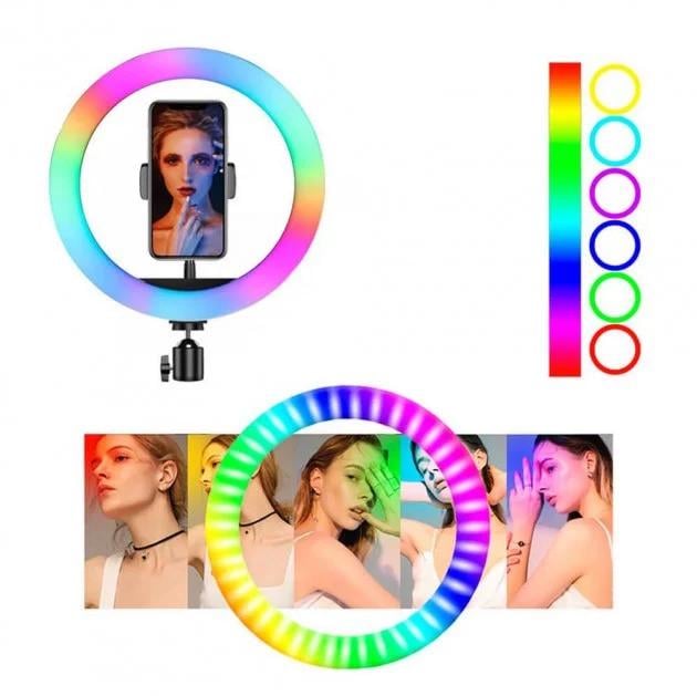 Лампа кольцевая MJ26 RGB LED RING без штатива 26 см Разноцветный (MJ26 RGB) - фото 3