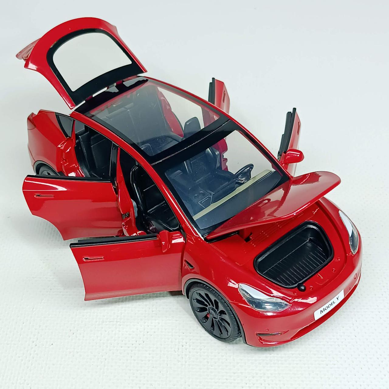 Машинка Автопром Tesla модель Y с зарядной станцией 1:24 18 см Красный (AP7711-1)