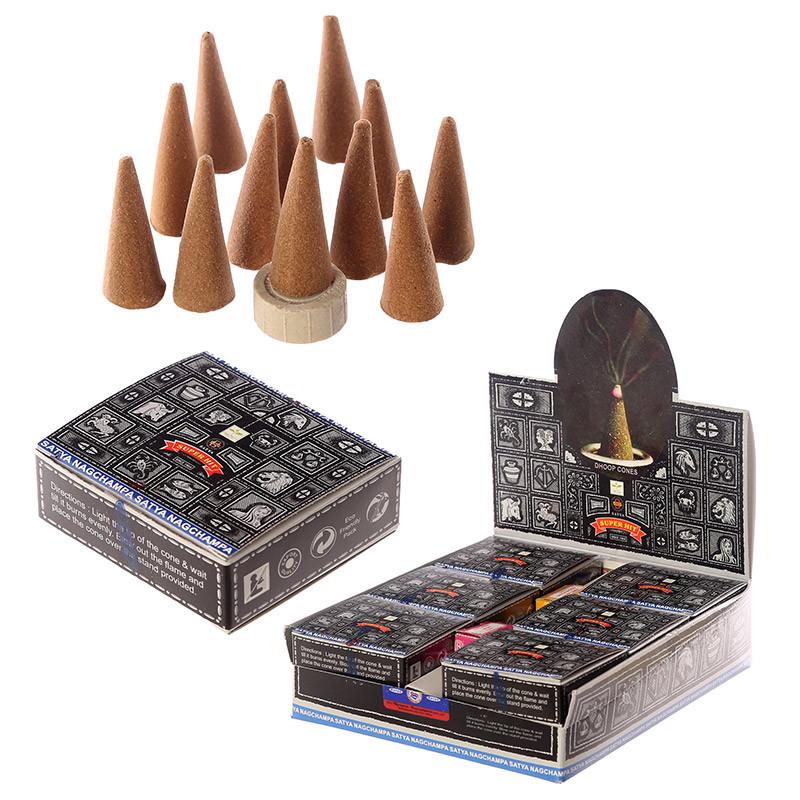 Благовония Super Hit dhoop cones Конусы Satya безосновное благовоние 6х20 г (32423)