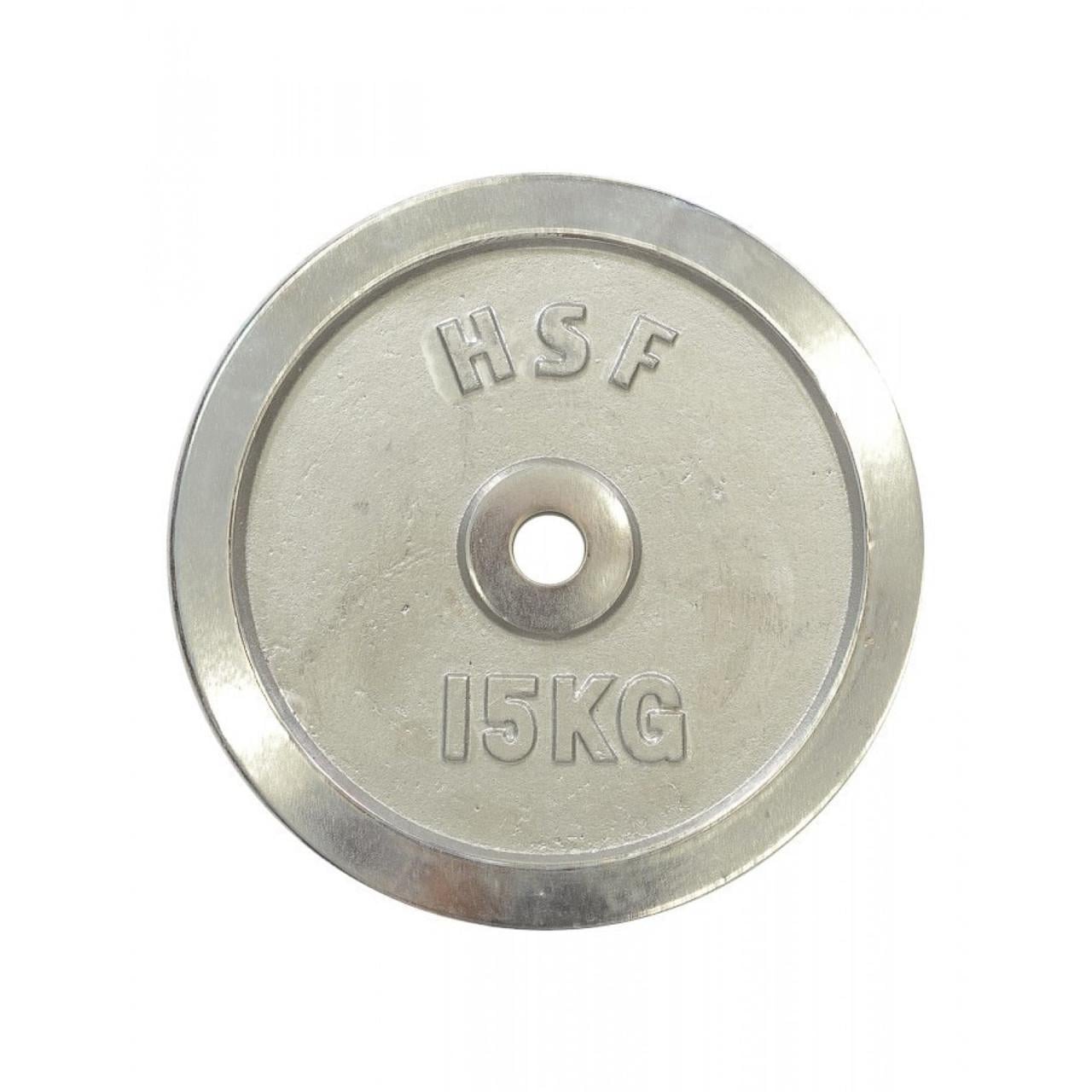 Диск для грифа штанги и гантелей хромированный DB C102-15 стальной металлический цельный 15 кг d 30 мм (2021103167)
