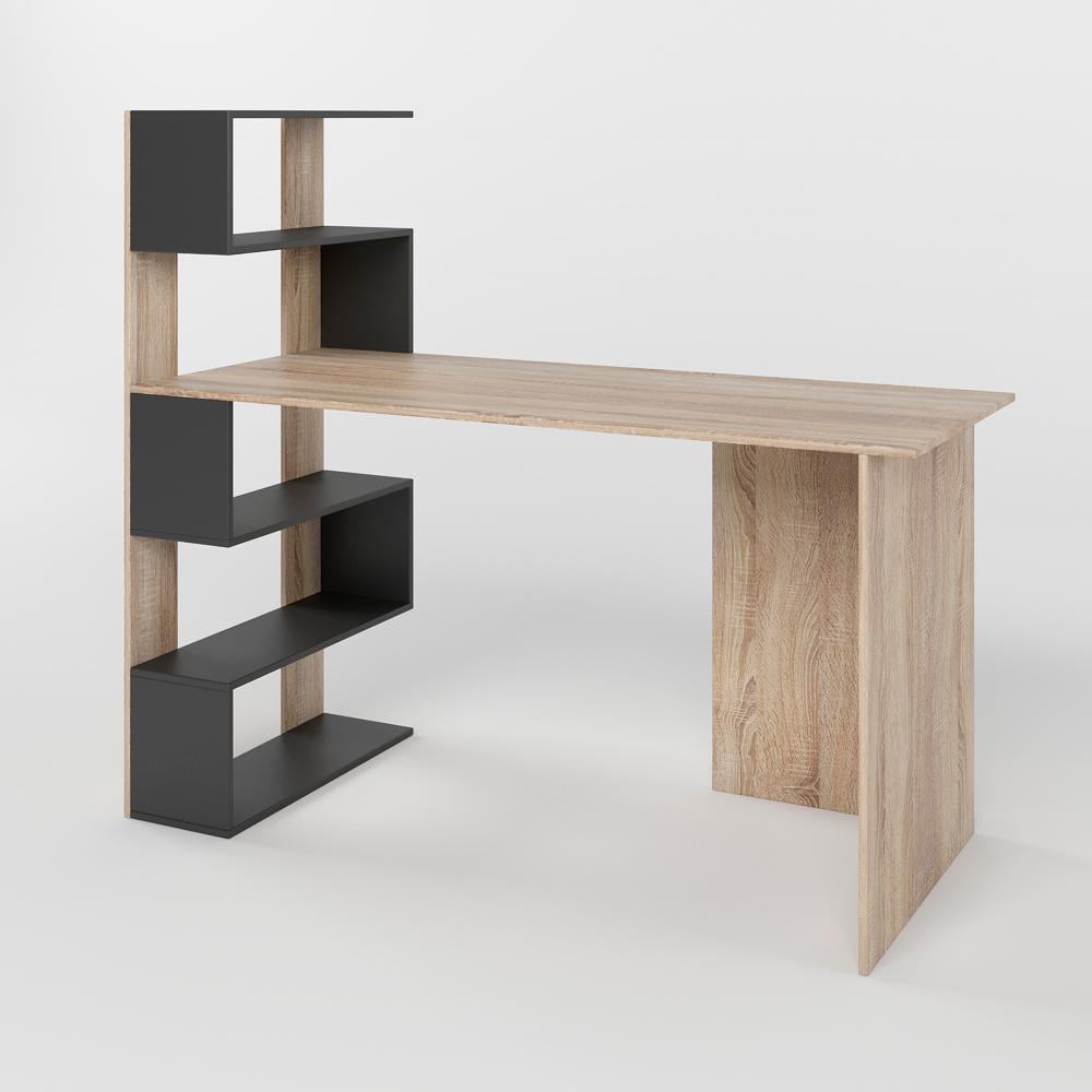 Стіл комп'ютерний з полицями М-Зон Джеко 1416L лівий Сонома/Антрацит (MZN-031027) - фото 1 Стіл комп'ютерний з полицями М-Зон Джеко 1416L лівий Сонома/Антрацит (MZN-031027) - фото 1