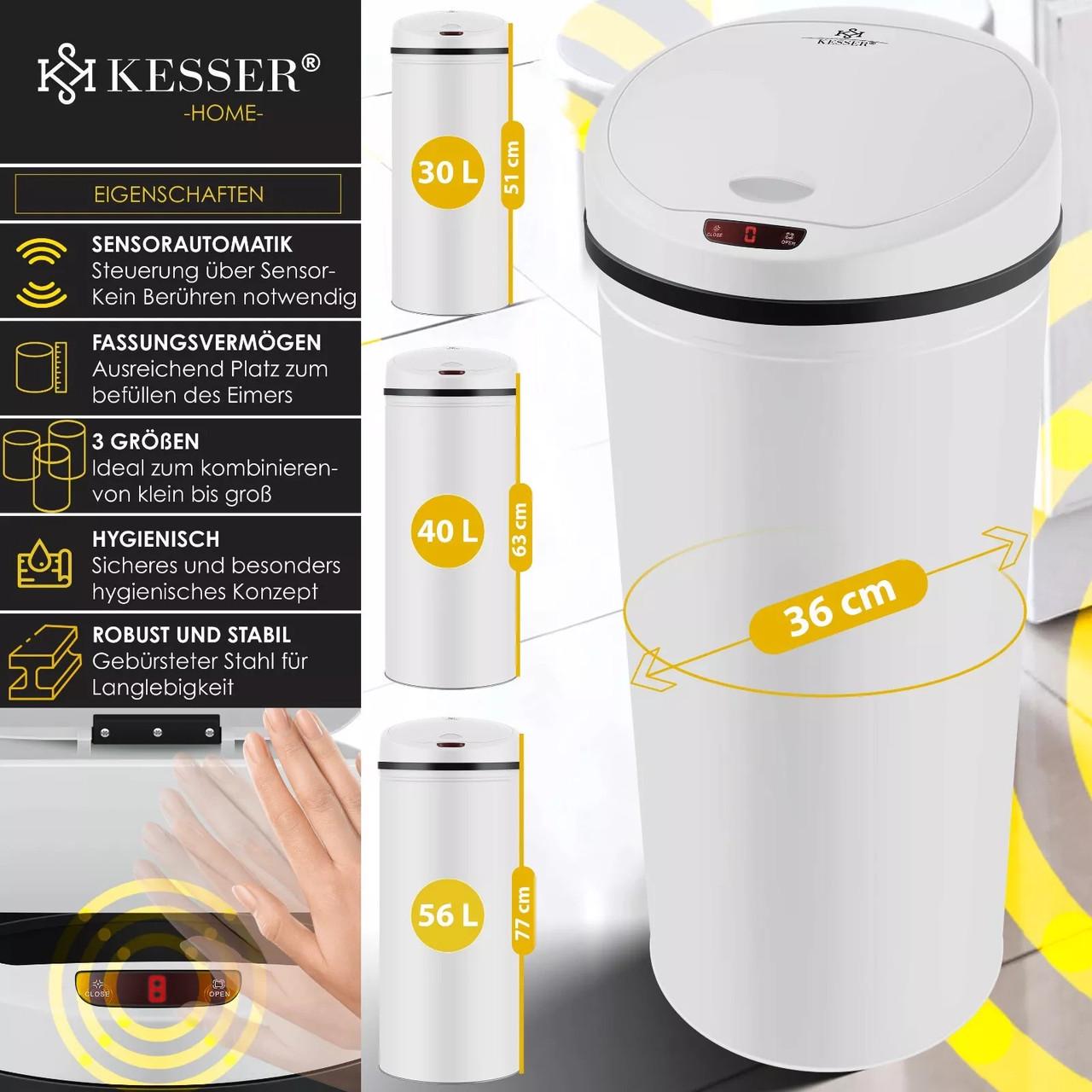Мусорное ведро с автоматическим датчиком KESSER из нержавеющей стали 30 л White - фото 2 Мусорное ведро с автоматическим датчиком KESSER из нержавеющей стали 30 л White - фото 2