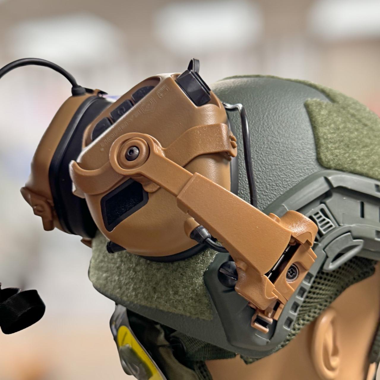 Наушники активные Earmor M32X MOD4 с креплением на шлем и оголовьем Койот (245516) - фото 9