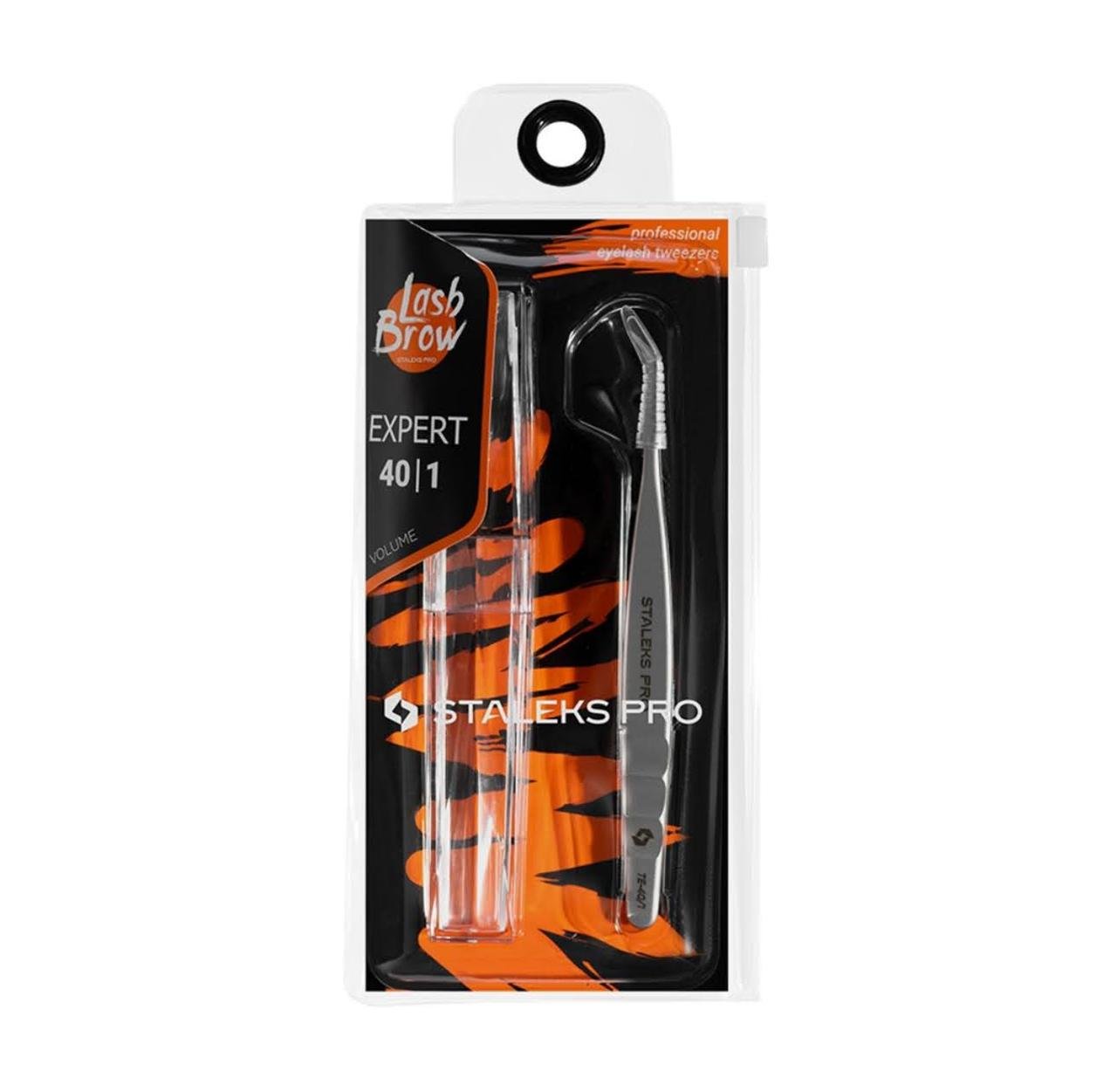 Пинцет профессиональный STALEKS Pro Expert 40 Type 1 L-образный 50` для ресниц из нержавеющей стали