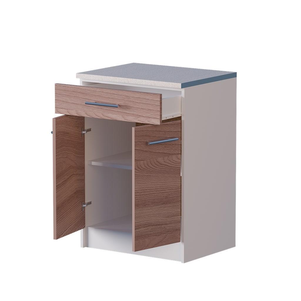 Модуль кухонный нижний с ящиком Эверест Эко 600 60х46х82 см Ясень шимо-темный/Белый со столешницей (DTM-2903) - фото 2