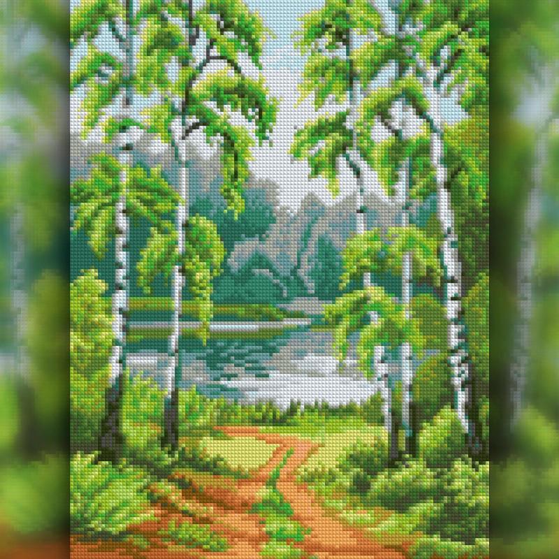 Алмазная вышивка The Wortex Diamonds Берёзовый пейзаж 30x40 см TWD30017