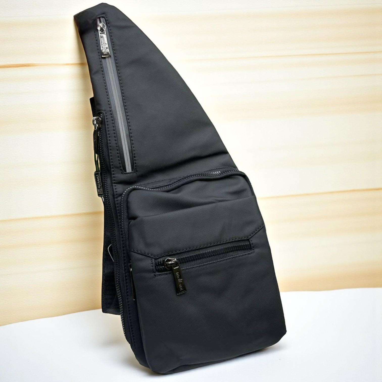 Сумка через плечо мужской слинг из водоотталкивающей ткани 18х42 Черный Сумка через плечо мужской слинг из водоотталкивающей ткани 18х42 Черный