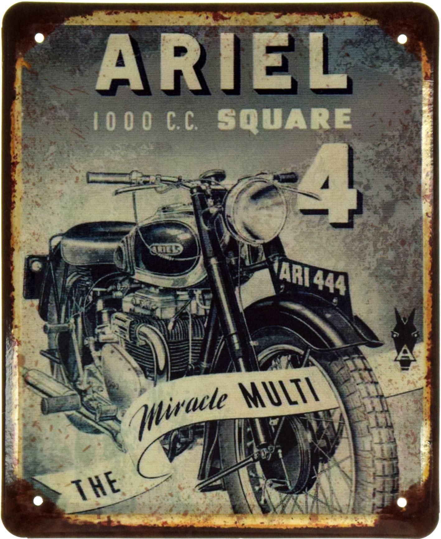 Табличка металлическая Классический Мотоцикл Ariel Square Four 18x22 см