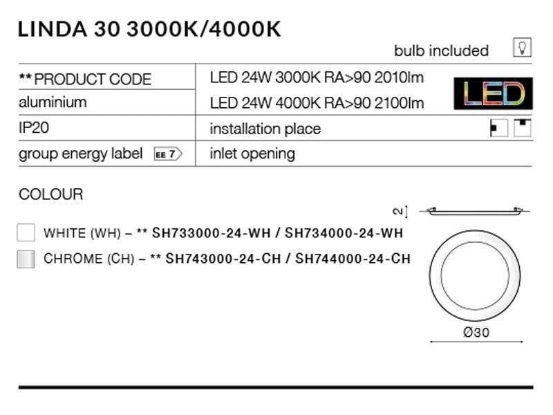 Стельовий світильник Azzardo AZ2248 LINDA 30 WH 3000K (SH733000-24-WH) - фото 3