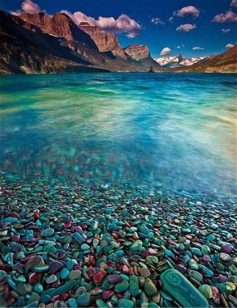 Алмазная мозаика Аквамариновый пляж DIY-2121 полная выкладка 30x40 см (26937)