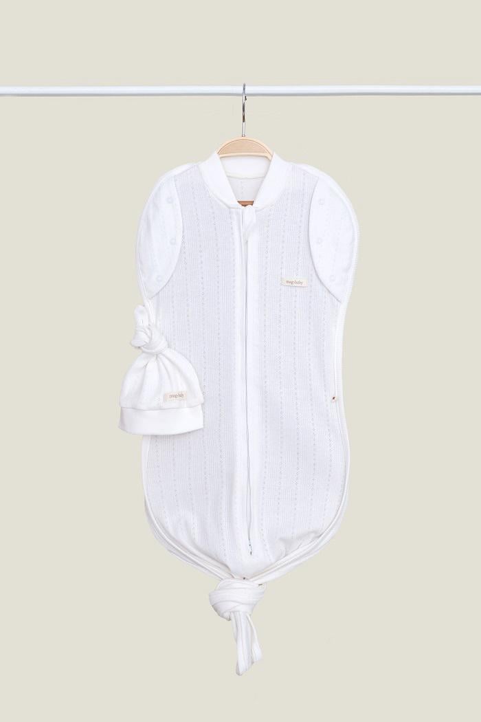 Пеленка-кокон с шапочкой летняя перфорированная для новорожденного безразмерная на молнии 0-9 мес 1 м (MG148) - фото 1