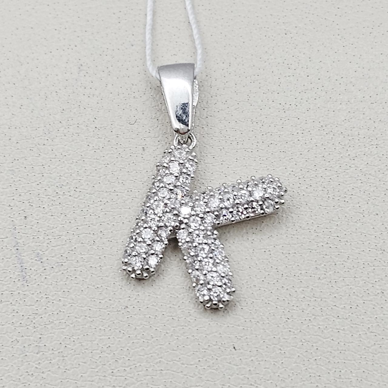 Серебряный кулон с кубическим цирконием Буква К 0,92 г (2791843022)