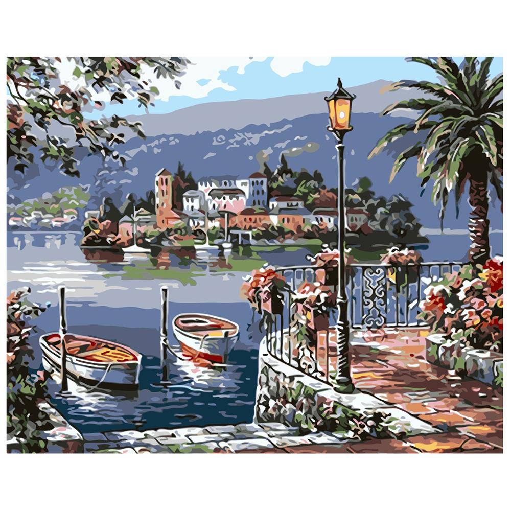 Картина по номерам Strateg Пейзаж с кораблями 40x50 см (VA-0023)