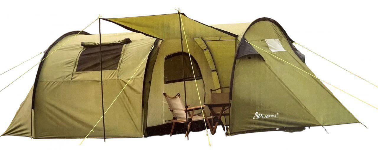 Палатка туристическая Lanyu LY-1909-3 4-х местная с кемпинговым навесом 470x220x160 см (25444975)