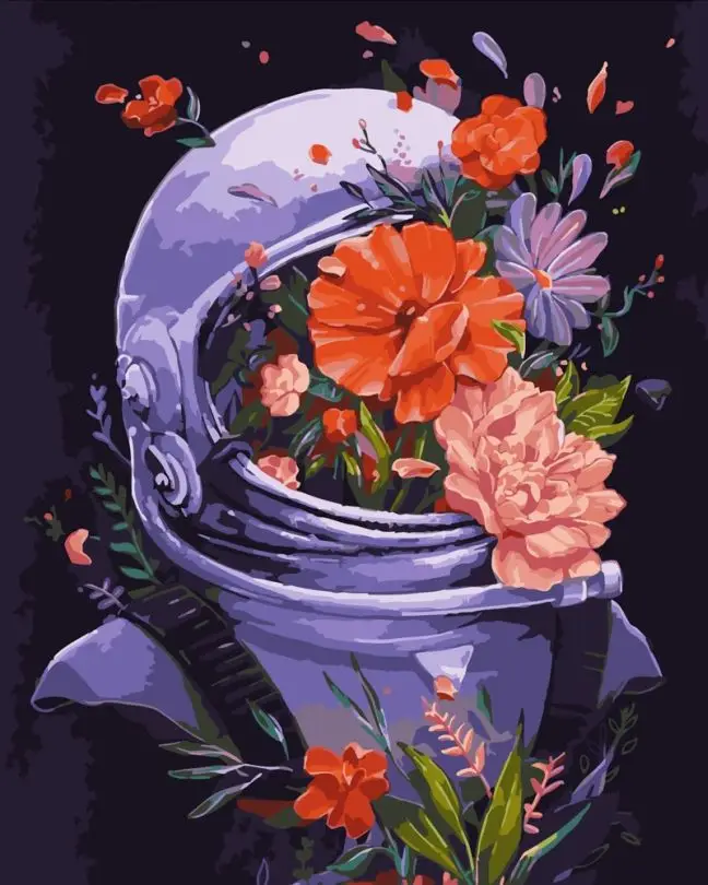 Картина по номерам Strateg Космические цветы 40x50 см (SR-B-GS419)